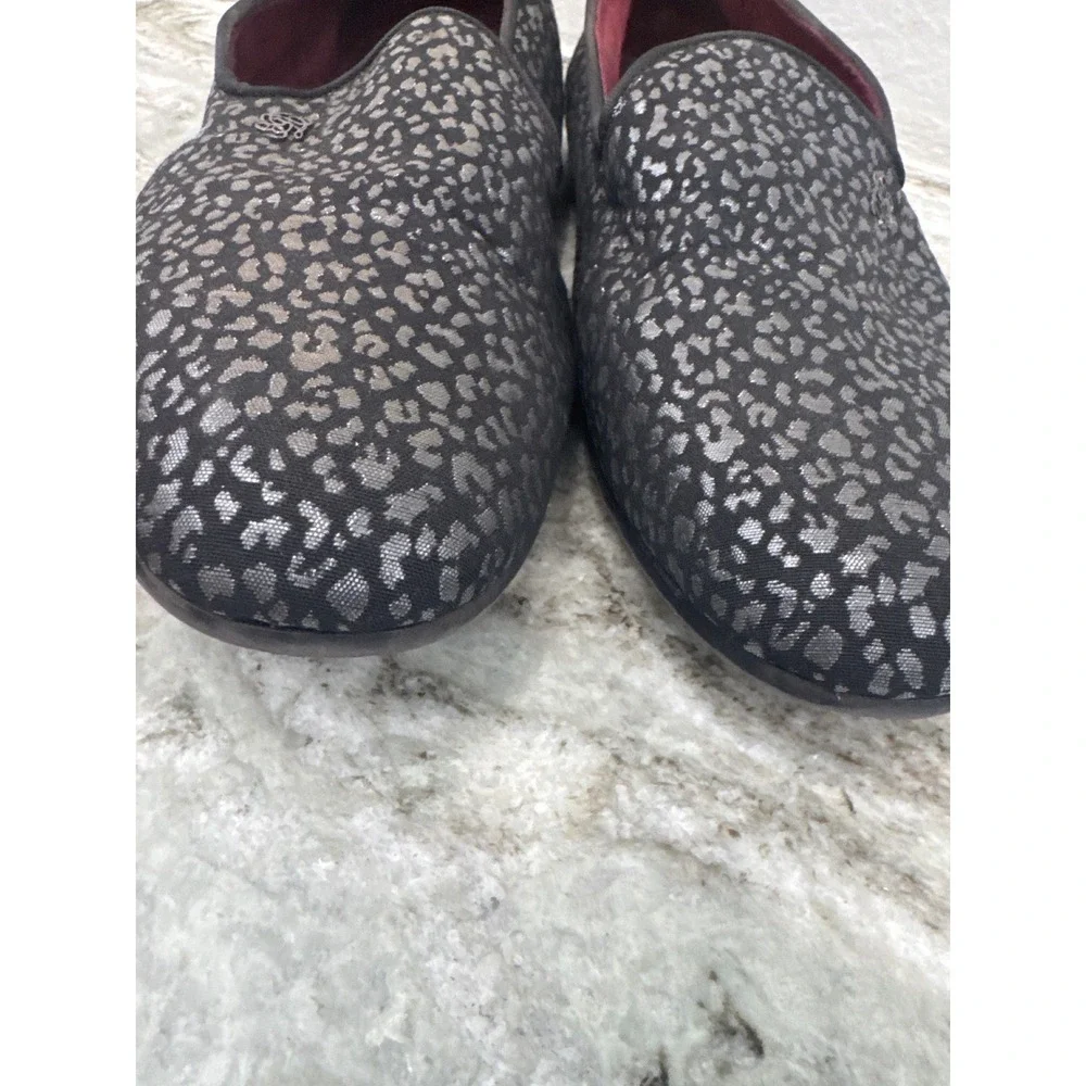 Ted Baker London Treep 2 Smoking Flat Loafer black silver metallic animal print